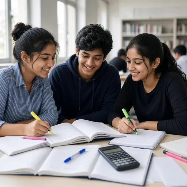 Sample students studying together